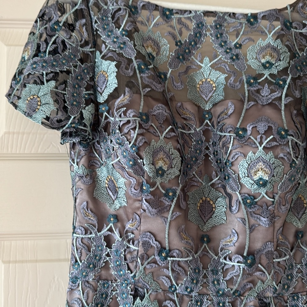 Js Collections Brocade Illusion Over Taupe Satin … - image 2